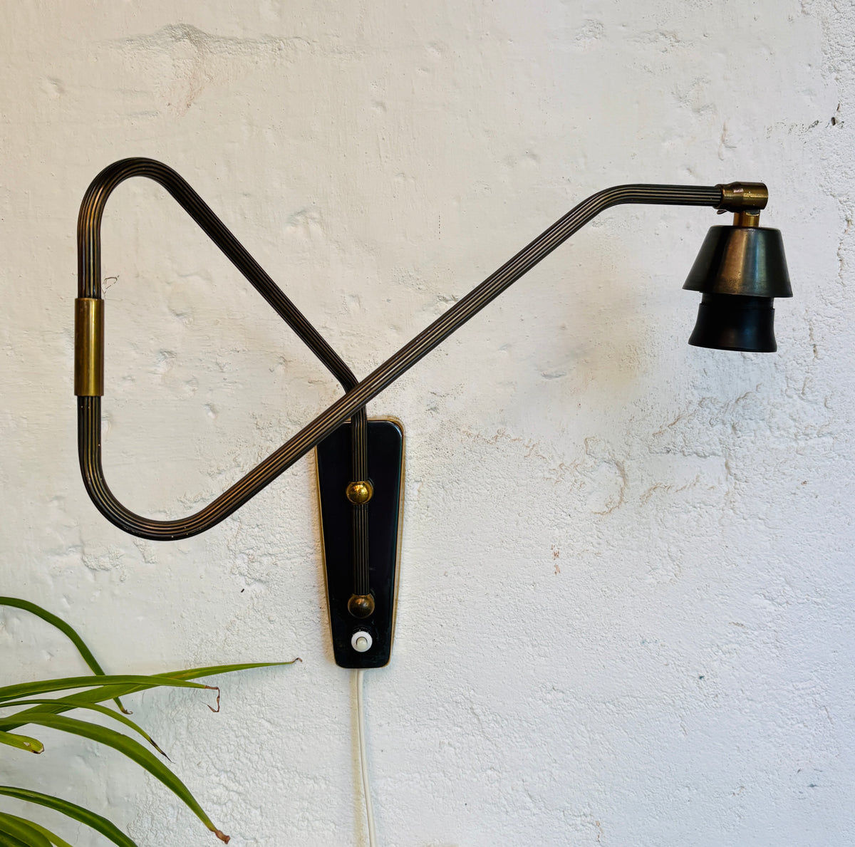 Brass swing-arm lamp