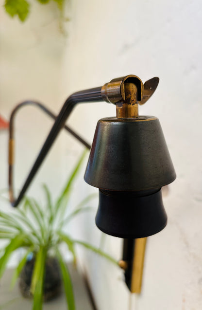 Brass swing-arm lamp
