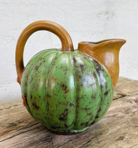 Louis Lourioux pumpkin pitcher in glazed stoneware