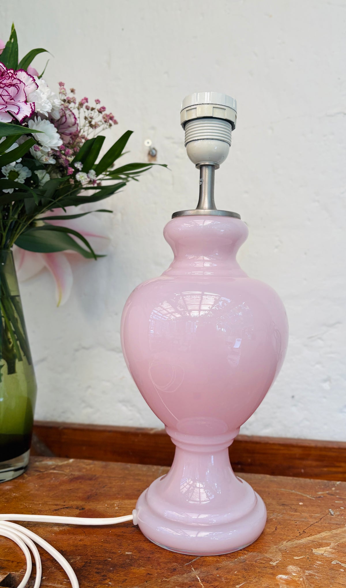 Holmegaard Florence table lamp in rose opal glass