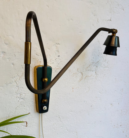 Brass swing-arm lamp