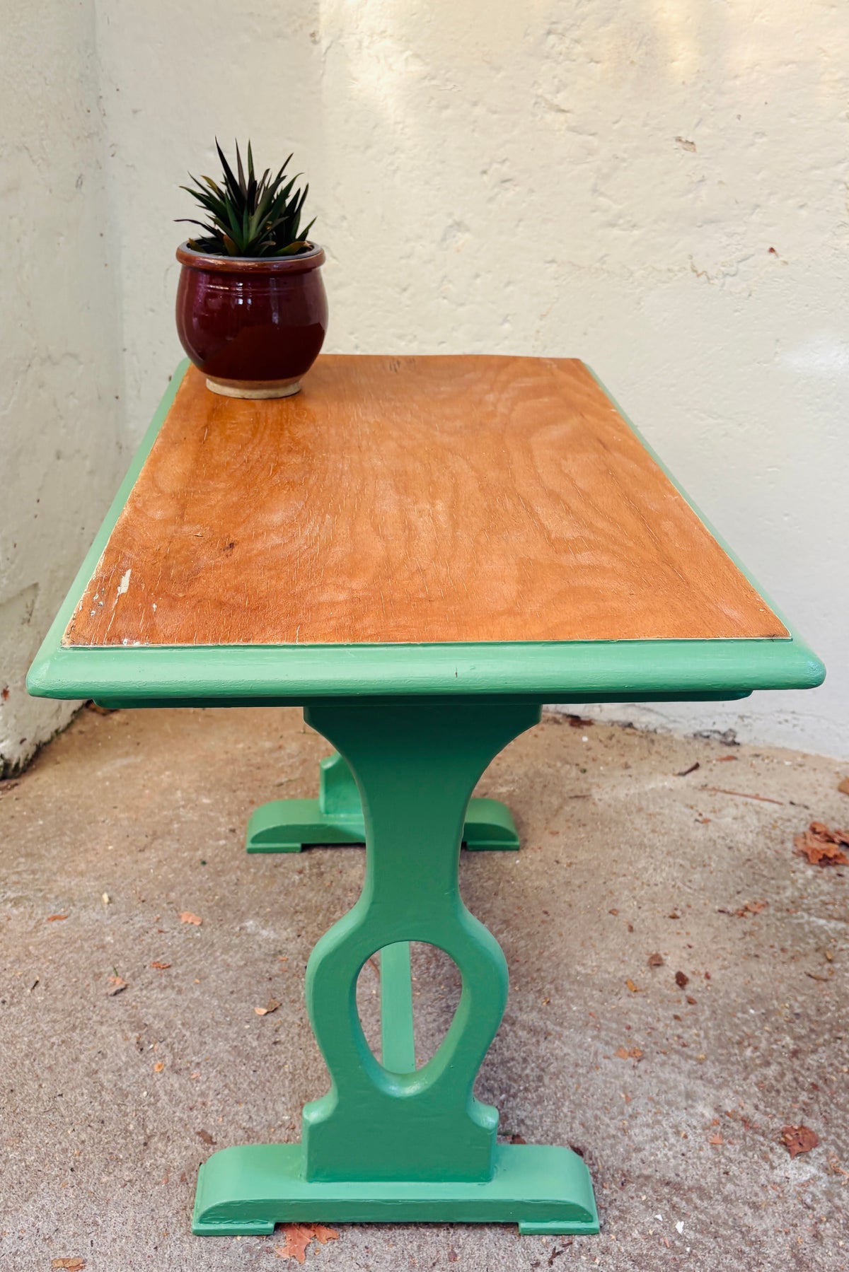 Small side table with green frame