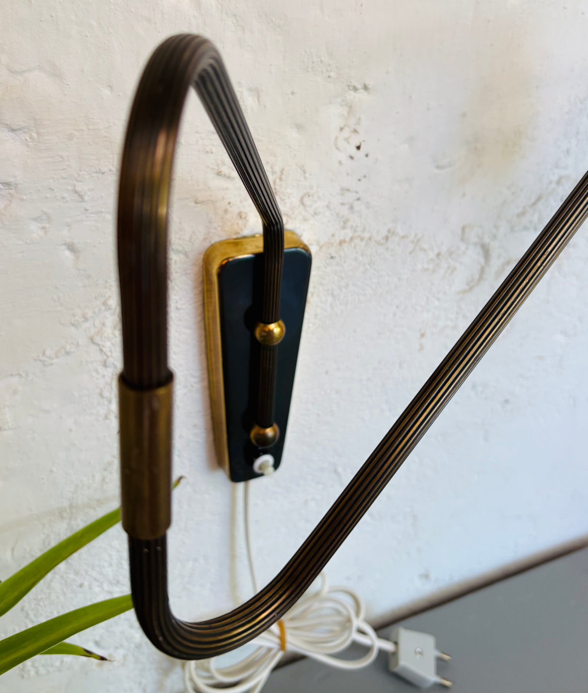 Brass swing-arm lamp