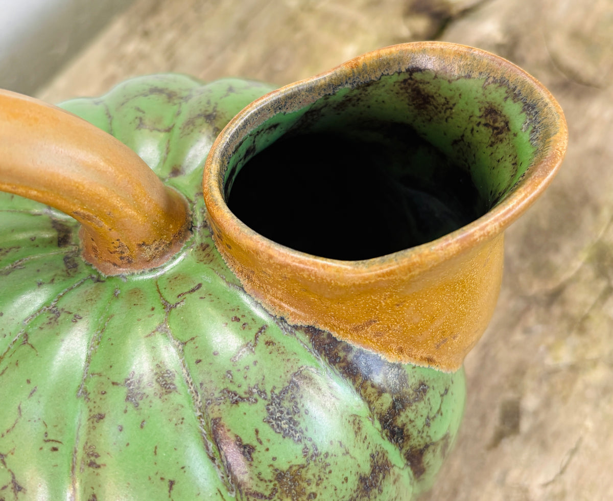 Louis Lourioux pumpkin pitcher in glazed stoneware