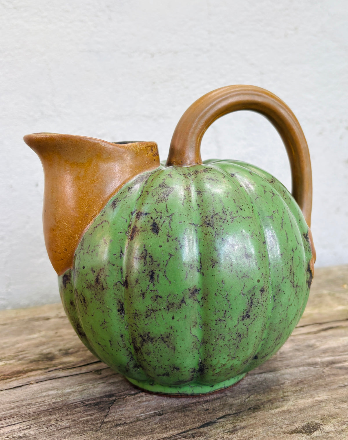 Louis Lourioux pumpkin pitcher in glazed stoneware
