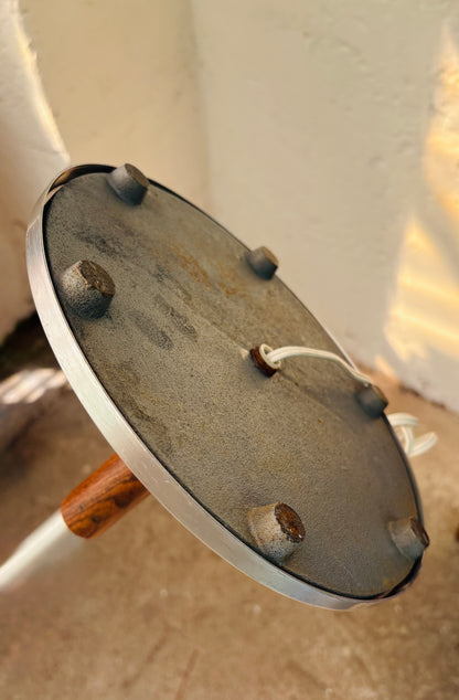 Vintagestanderlampe i alu og palisander
