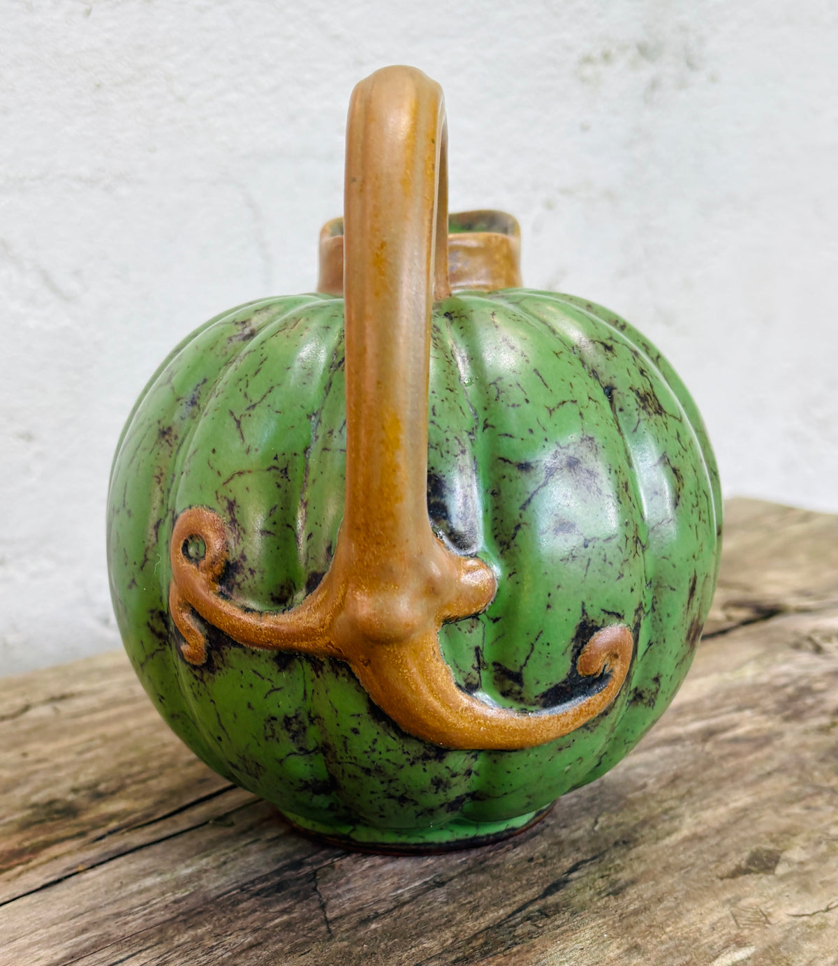 Louis Lourioux pumpkin pitcher in glazed stoneware