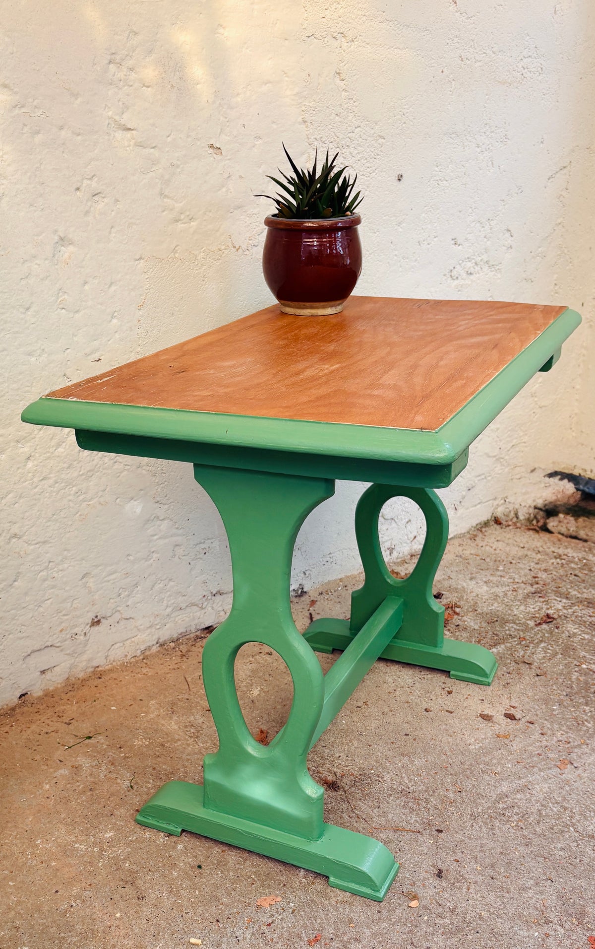 Small side table with green frame