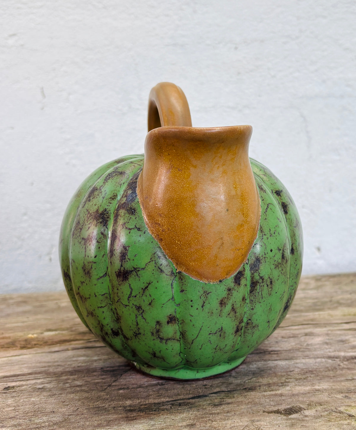 Louis Lourioux pumpkin pitcher in glazed stoneware