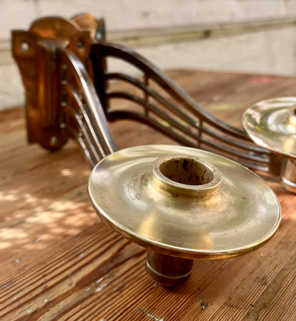 Par Art Nouveau messing væglysestager