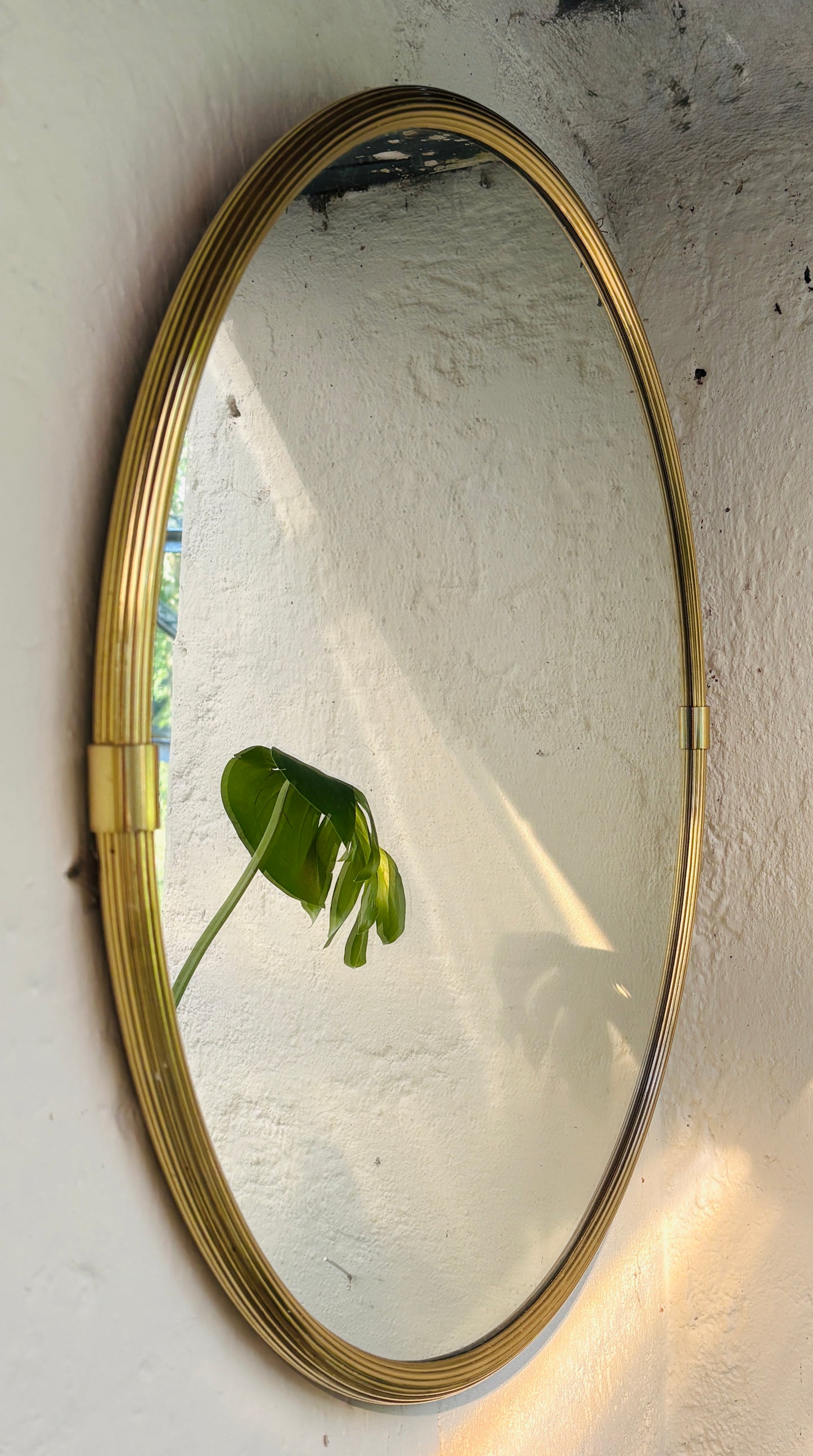 Rundt Art Deco messingspejl