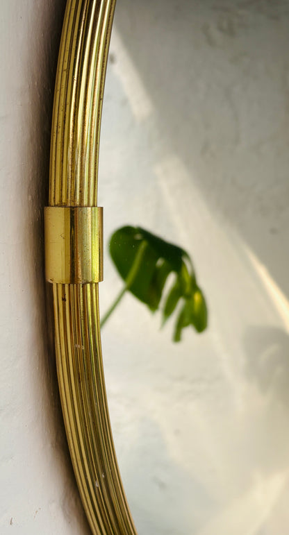 Rundt Art Deco messingspejl