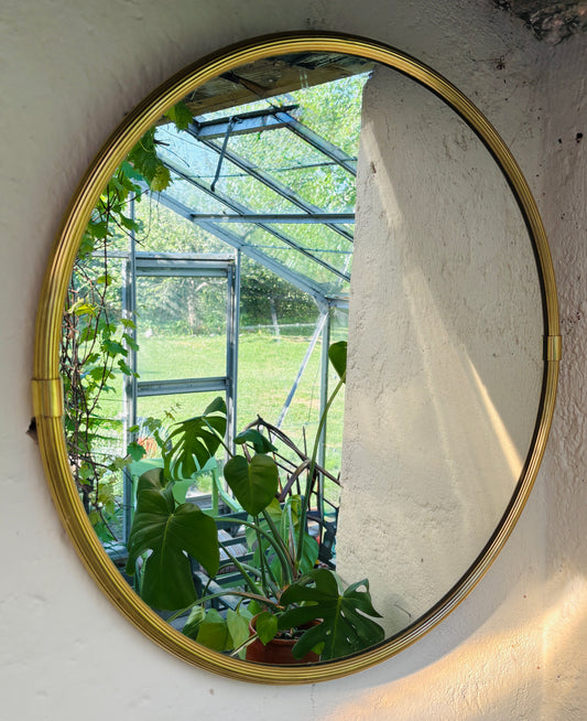 Rundt Art Deco messingspejl