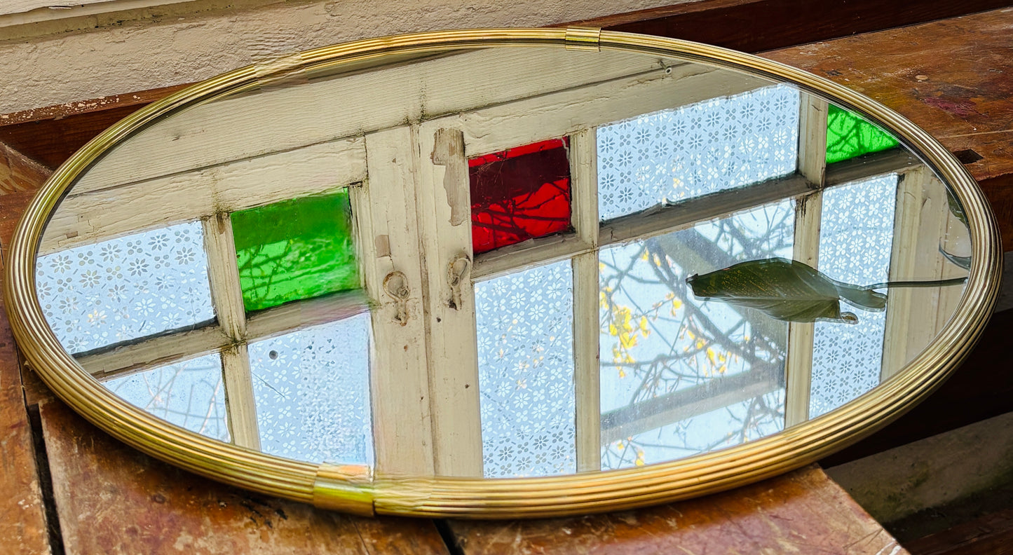 Rundt Art Deco messingspejl