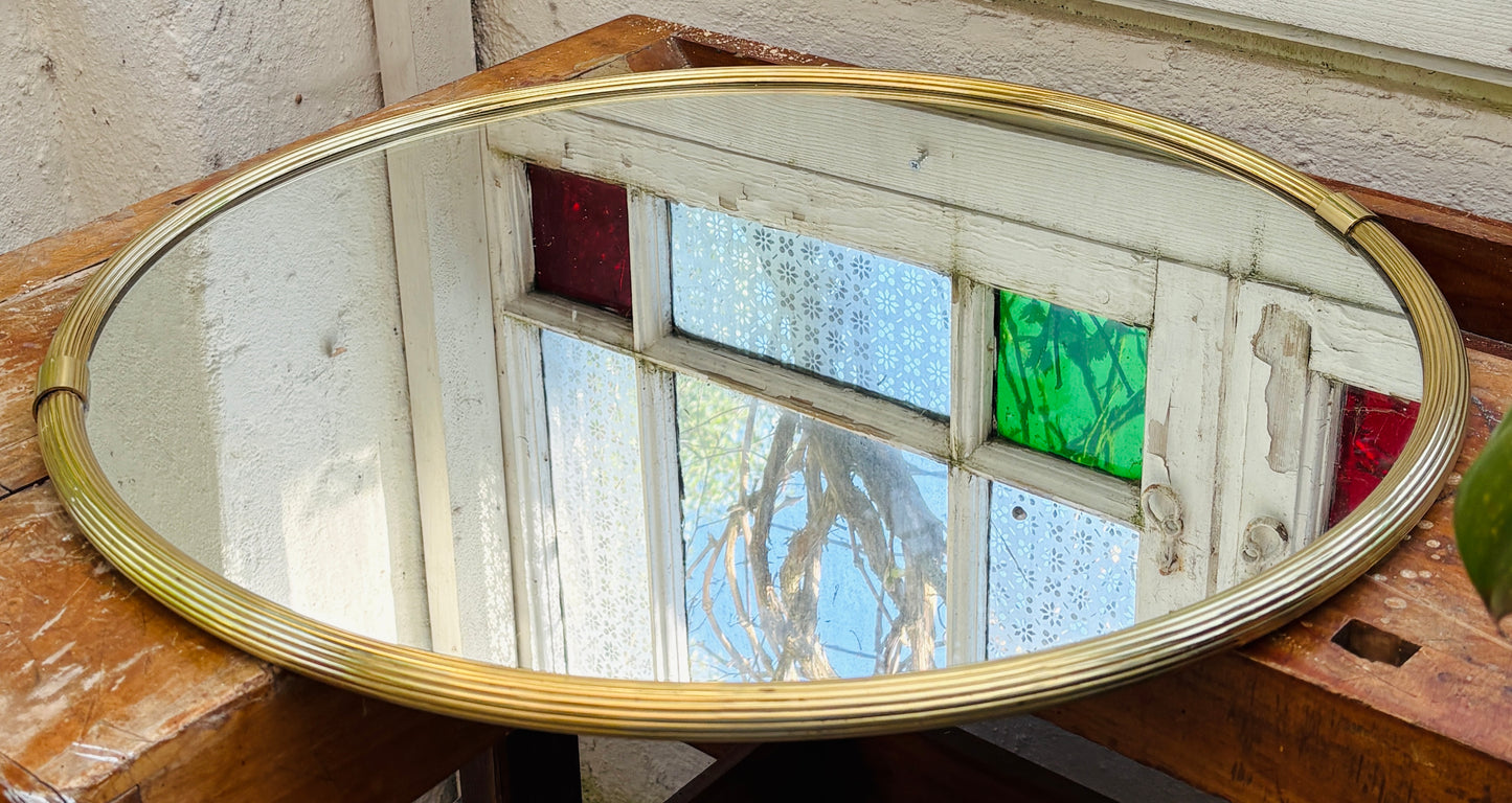 Rundt Art Deco messingspejl