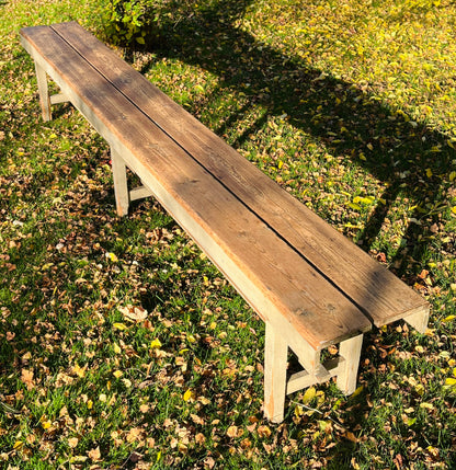 Gammel bænk i fyrretræ (2)