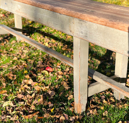 Gammel bænk i fyrretræ (2)