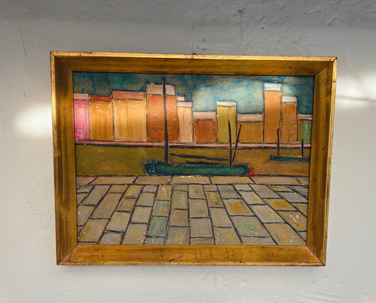 Helge Engelbrecht – maleri i guldmalet træramme