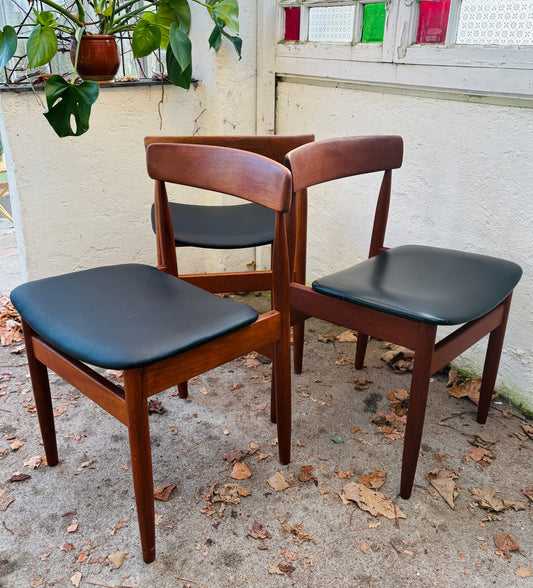 3 vintage stole i massiv teak og eg – Farsø Stolefabrik, 1960’erne