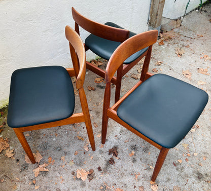 3 vintage stole i massiv teak og eg – Farsø Stolefabrik, 1960’erne