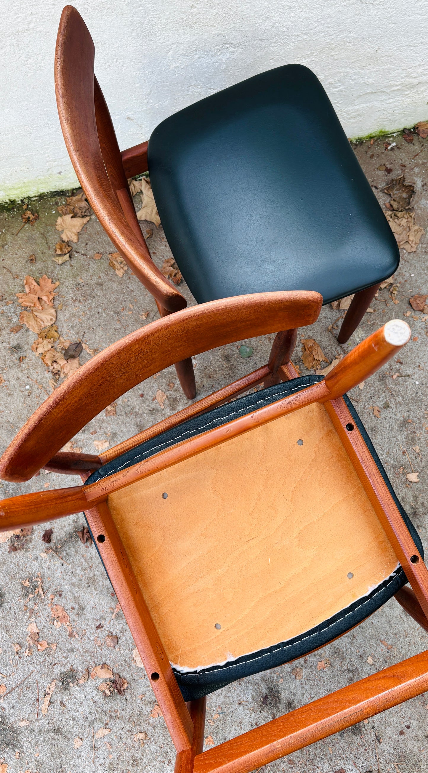 3 vintage stole i massiv teak og eg – Farsø Stolefabrik, 1960’erne