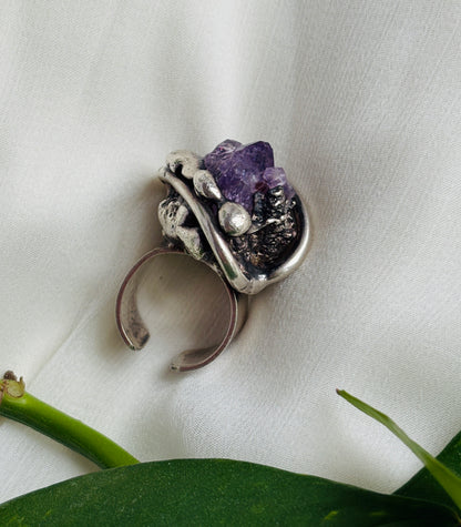 Sølvring med ametyst – vintage