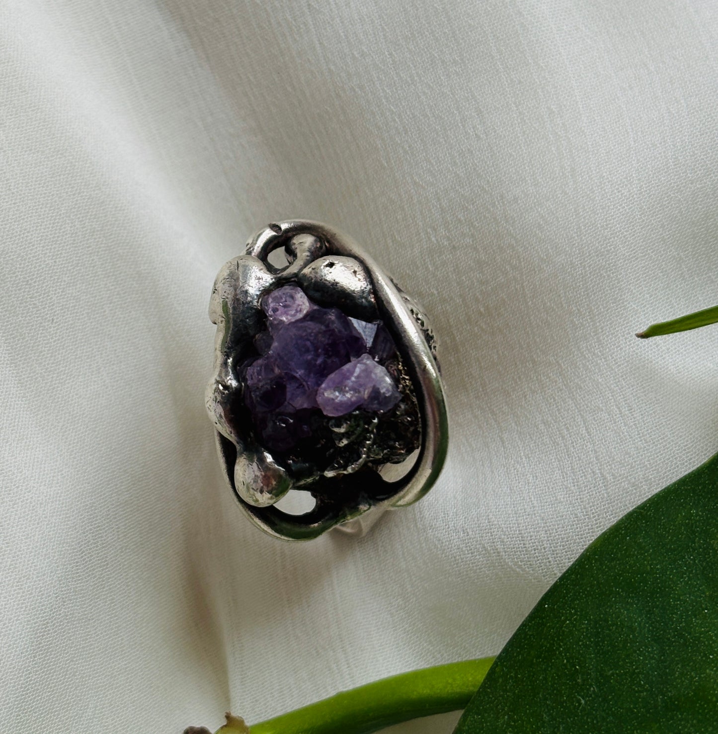 Sølvring med ametyst – vintage