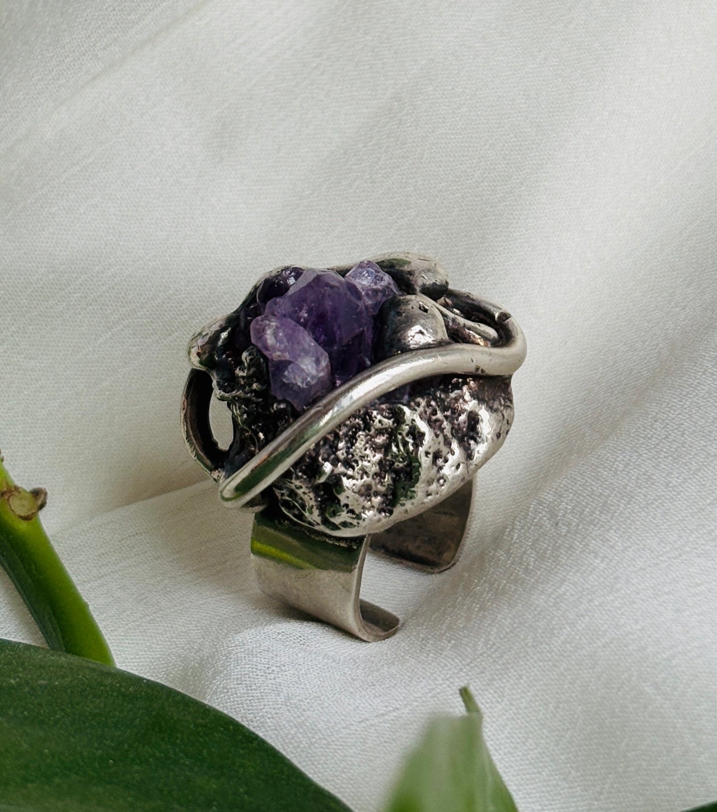 Sølvring med ametyst – vintage