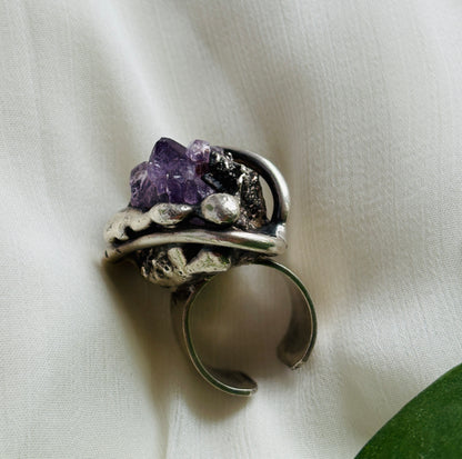 Sølvring med ametyst – vintage