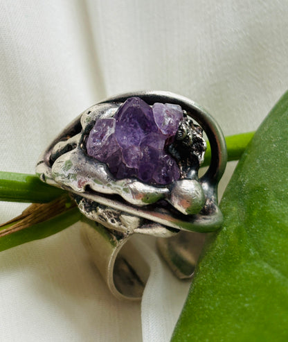 Sølvring med ametyst – vintage