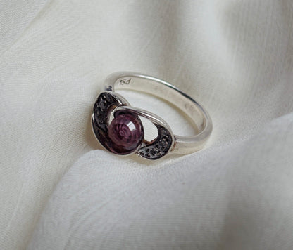 Sølvring med rosa sten